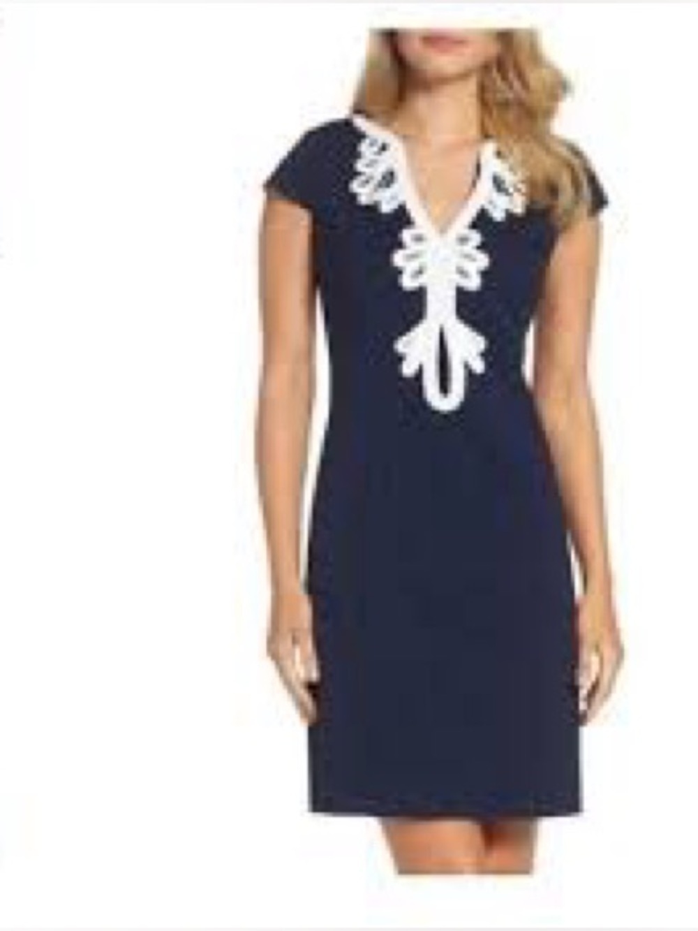 Eliza J Embroidered Dress Navy Blue size 6 - Picture 6 of 6